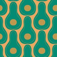 Seamless pattern with green avocado slice on yellow background. vector