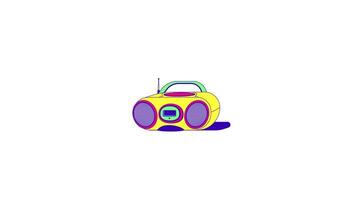 Vintage boombox with antenna and dual speakers 2D cartoon object animation. Retro music culture. Audio device analog. Portable sound system animated flat colorful item 4K isolated on white video