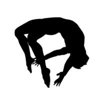silhouette of a man in a complex acrobatic pirouette vector