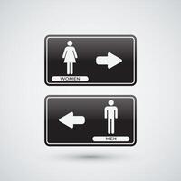 toilet sign with white background equipped with right and left arrows template vector