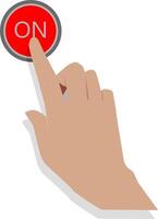A hand pressing on a red button on a white background vector
