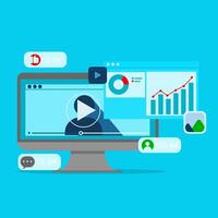analysis of views based on visitors on videos, marketing tools, revenue based on viewers on social media. vector