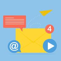 Email marketing concept with envelope and speech bubbles vector