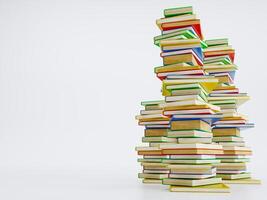 Stack of colored books isolated on white background, back oncept, back to school , 3D render photo