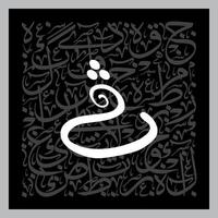 Arabic Calligraphy Alphabet letters or font in Kufic, Divani and Thuluth styles, Stylized islamic calligraphy elements black on White background, for all kinds of religious design vector