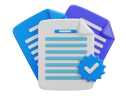 document application paper approved icon 3d render png