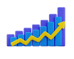 bar graph icon 3d render concept of business analytics icon illustration png