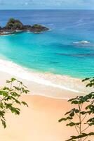 Fernando de Noronha, Brazil. Aerial view of Sancho Beach on Fernando de Noronha Island. View without anyone on the beach. photo