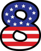 American flag alphabets and number 4th of July Indedendence day png