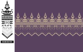 Elegant Textile Border with Floral Motif.Vintage Textile Border for Classic Designs.Colorful Textile Border with Geometric Patterns vector
