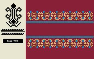 Elegant Textile Border with Floral Motif.Vintage Textile Border for Classic Designs.Colorful Textile Border with Geometric Patterns vector