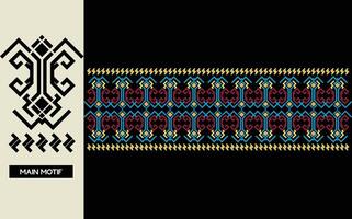 Elegant Textile Border with Floral Motif.Vintage Textile Border for Classic Designs.Colorful Textile Border with Geometric Patterns vector