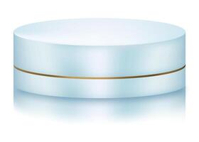 Blue,Gold podium with shadow display isolate on white background. Elegant 3d stage stand for product, cosmetic presentation.Element Mockup empty pastel pedestal display platform for beauty stand vector