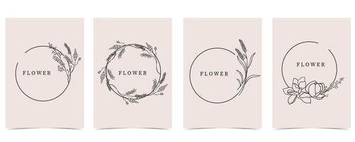 flower background with lavender,circle,wreath.illustration for a4 page design vector