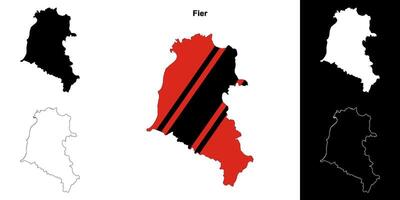 Fier county outline map set vector