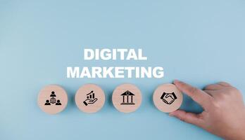 digital marketing content concept .Creating marketing strategies involves sharing information to attract customer interest.Online marketing and digital marketing. photo