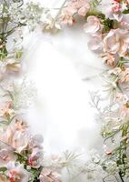 Simple wedding theme frame translucent center. Generate AI photo