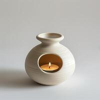Modern style ceramic diffutholder with opening hole for candle. photo