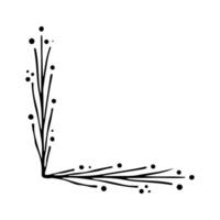 Hand drawn set of line frames on a white background. Corner Border Eklement. Sketch elements of floral and herbs ornaments for banner design. Line border collection. Vintage border. vector
