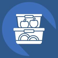 Icon Food Container. related to Kitchen Tool symbol. long shadow style. simple design illustration vector