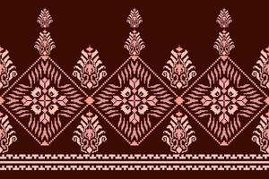 Geometric floral pattern illustration.flower ethnic pixel pattern,Aztec style,abstract background.design for texture,fabric,clothing,decoration,print,sarong. vector