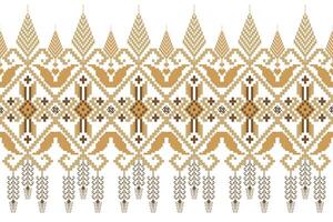 Geometric floral pattern illustration.flower ethnic pixel pattern,Aztec style,abstract background.design for texture,fabric,clothing,decoration,print,sarong. vector