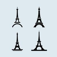 Eiffel tower, logo icon, Paris city France FlagFlat design, silhouette, structure, architecture vector
