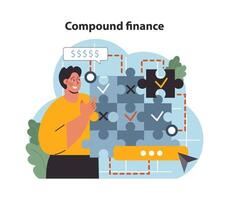 DeFi, decentralized finance. Compound finances, ethereum-based DeFi protocol vector