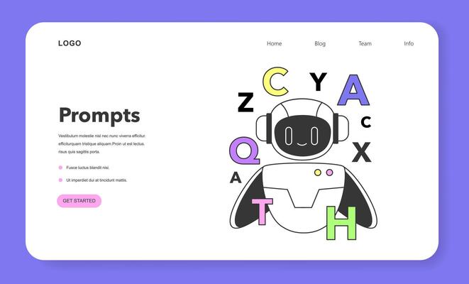 Prompt-engineering to a artificial neuron network web banner or landing