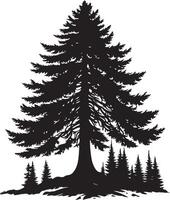 Art and IllustrationPine tree black color silhouette vector