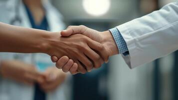 Patient shaking hands with doctor The concept of curing patients from disease photo