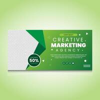 Green Banner Design Horizontal, Modern gredient background vector