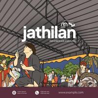 Tourism Event poster design template with jathilan Javanese culture illustration vector
