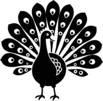 decorative peachock illustration. beautiful, trees, spring, park, peacocks, elegant, peacock feathers vector