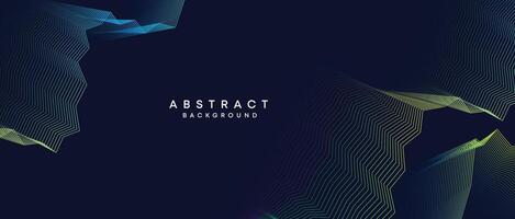 Abstract dark blue, purple geometric digital future technology flowing line background. Yellow-green-navy blue gradient wave lines texture web banner background for cover, header, poster, slide vector