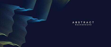Abstract dark blue, purple geometric digital future technology flowing line background. Yellow-green-navy blue gradient wave lines texture web banner background for cover, header, poster, slide vector