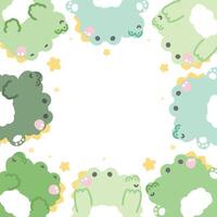 Cute crocodile doll with star in various poses frame background.Reptile animal character cartoon design.Image for card,sticker,paper note,baby product.Kawaii.Illustration. vector