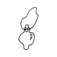 Single hand drawn element glass with magic elixir for greeting cards, posters, stickers and esotericist design. Isolated on white background. Doodle illustration. vector