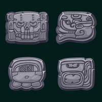 Aztec Maya civilization- Akbal, face, Mayan Glyph, hieroglyphs of the Maya calendar. Stone symbols for your 2D game or slots games vector