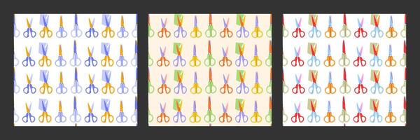 Scissors Seamless Pattern set.Colorful Scissors,open Scissors,Scissors cutting collection for prints, education, banner. EPS 10 vector