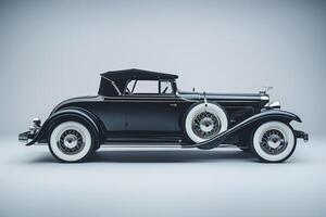 Timeless vintage roadster in pristine condition on plain white background emphasizing its classic design background photo