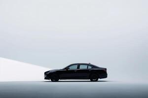 Abstract representation of new sedans silhouette against clean white  ing on simplicity and design lines photo
