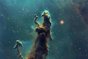 Cosmic Deep Space SupernovRemnant Glowing in Colorful Hues Background photo