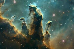 Cosmic Deep Space SupernovRemnant Glowing in Colorful Hues Background photo