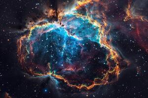 Cosmic Deep Space SupernovRemnant Glowing in Colorful Hues Background photo