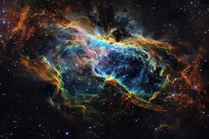 Cosmic Deep Space SupernovRemnant Glowing in Colorful Hues Background photo