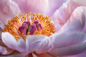 Artistic Peony Flower Eye Highlighting Delicate Petals and Intricate s nature background photo