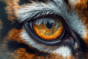 Tigers Eye Nature with Intensity and Highlighted by Striking Orange Hues in the nature background photo