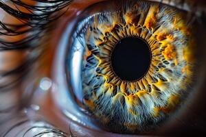 Nature of Human Eye Showing the Intricate Patterns of the Iris and Reflection of Emotions photo