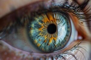Nature of Human Eye Showing the Intricate Patterns of the Iris and Reflection of Emotions photo